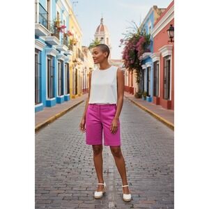 EUC Talbots Womens Magenta Pink Bermuda Shorts Size 4 Cotton Blend City Shorts